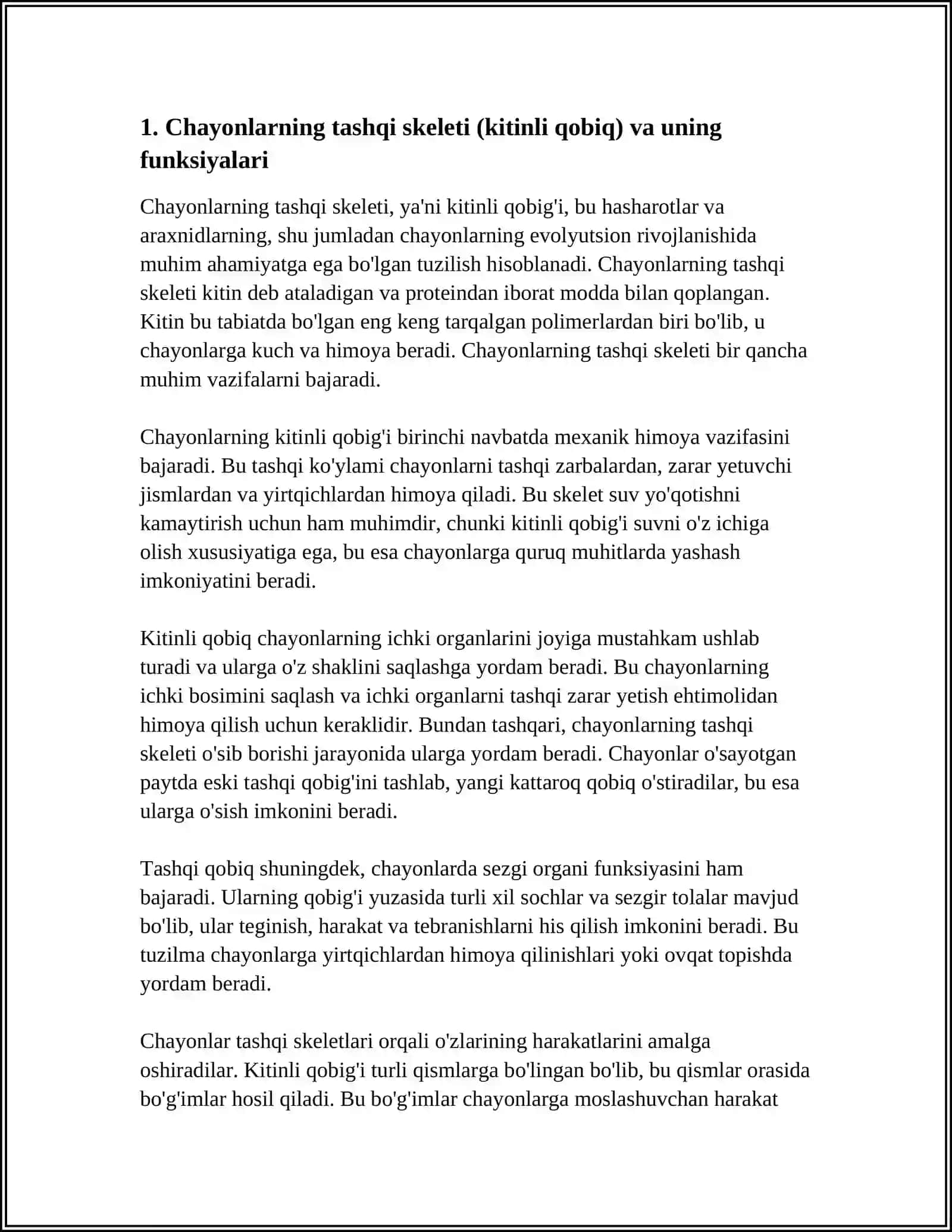 CHAYONLARNING TASHQI VA ICHKI TUZULISHI. AHAMIYATI 3