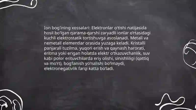 Kimyoviy bogʻning xossalari 3
