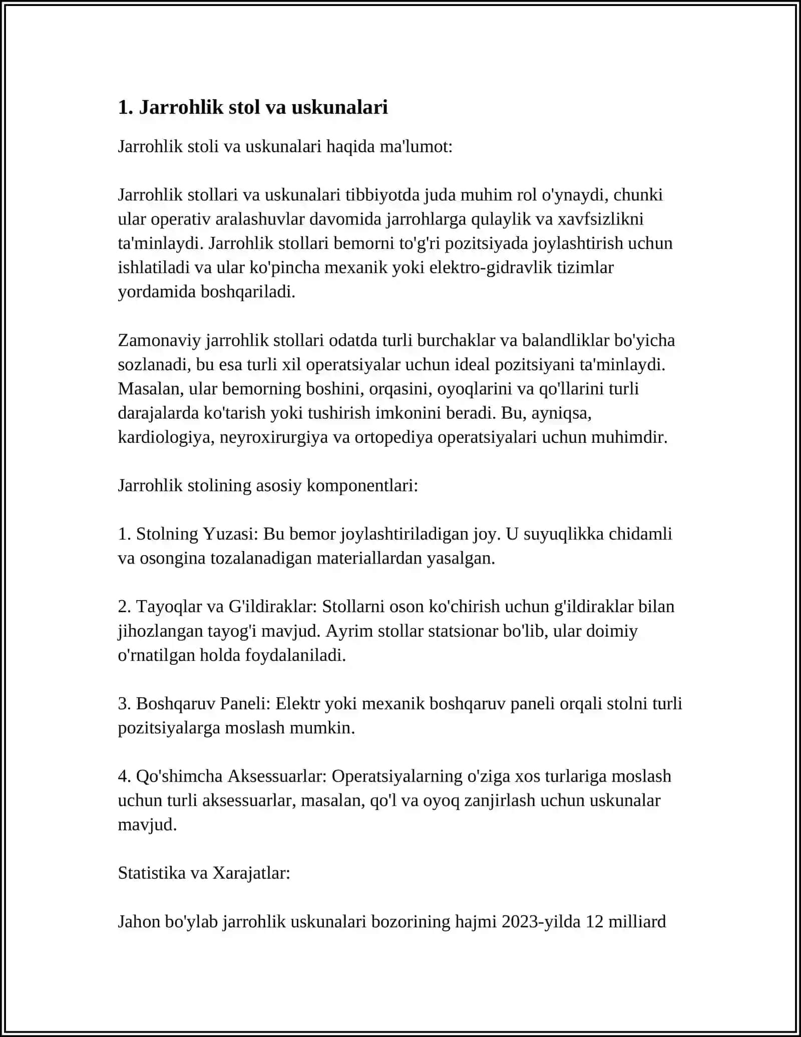 Jarrohlik stol va uskunalari 3