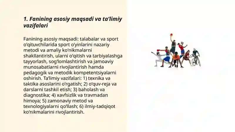 Sport oʻyinlari va uni oʻqitish metodikasi fanining maqsadi hamda vazifalari 3