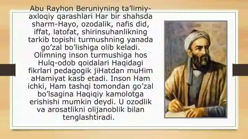 Abu Rayhon Beruniy ta'lim tarbiyaga oid qarashlari. 3
