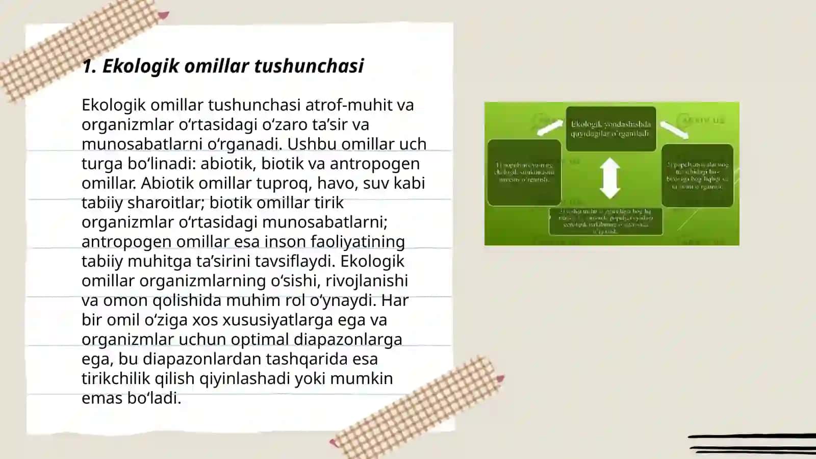 Ekologik faktrlar va ularga tasnif 3