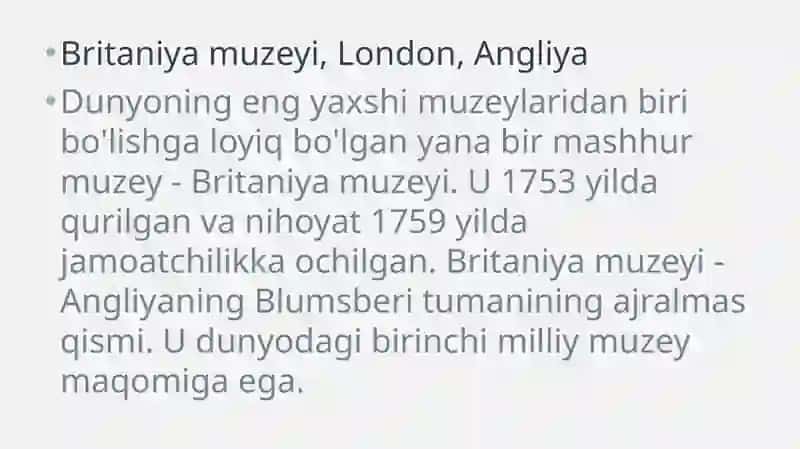 Muzeyshunoslik fanidan taqdimot ishi 3
