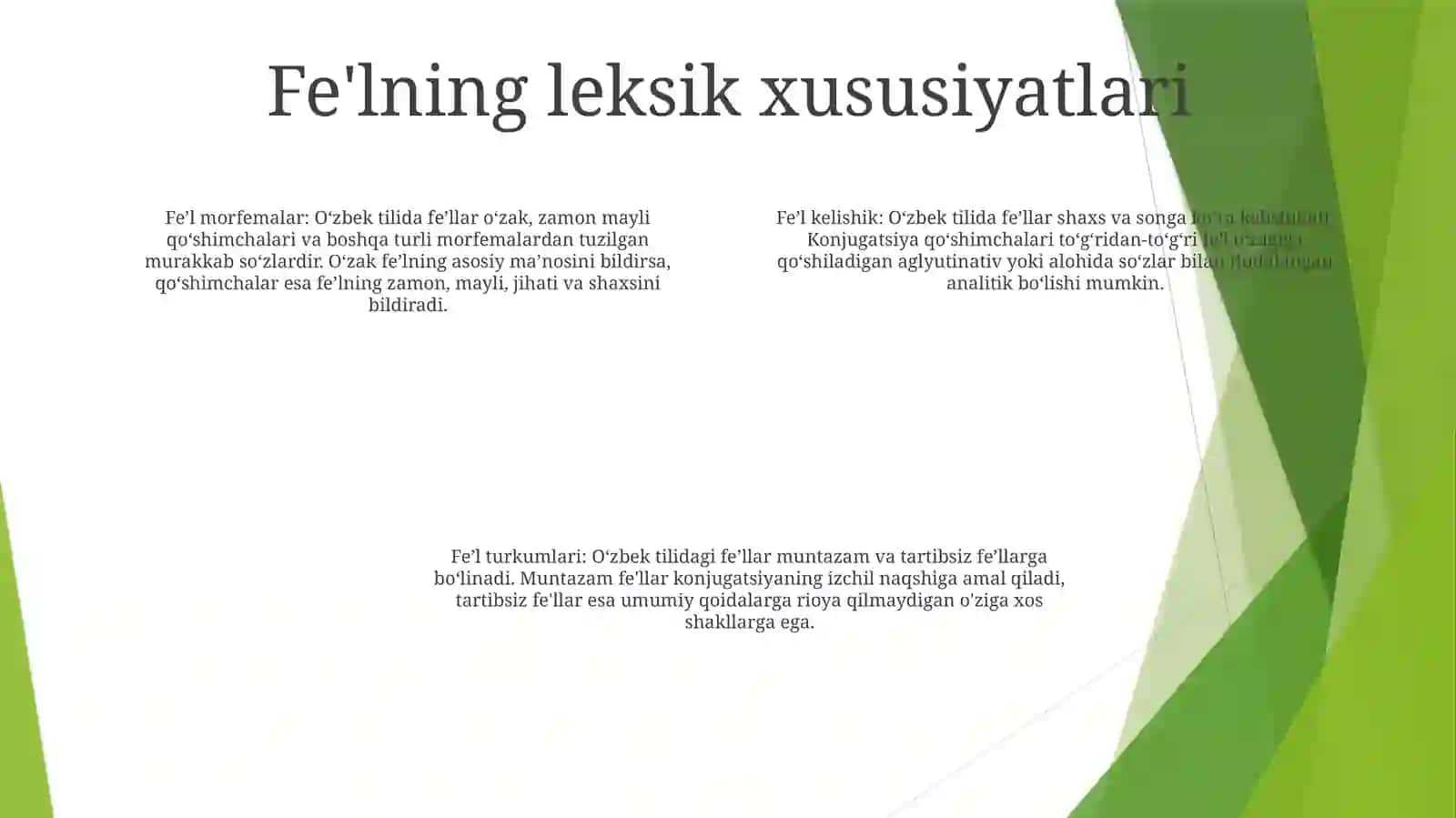 Fe‘Lning Ta'Rifi Va Leksik, Grammatik Xususiyatlari 3