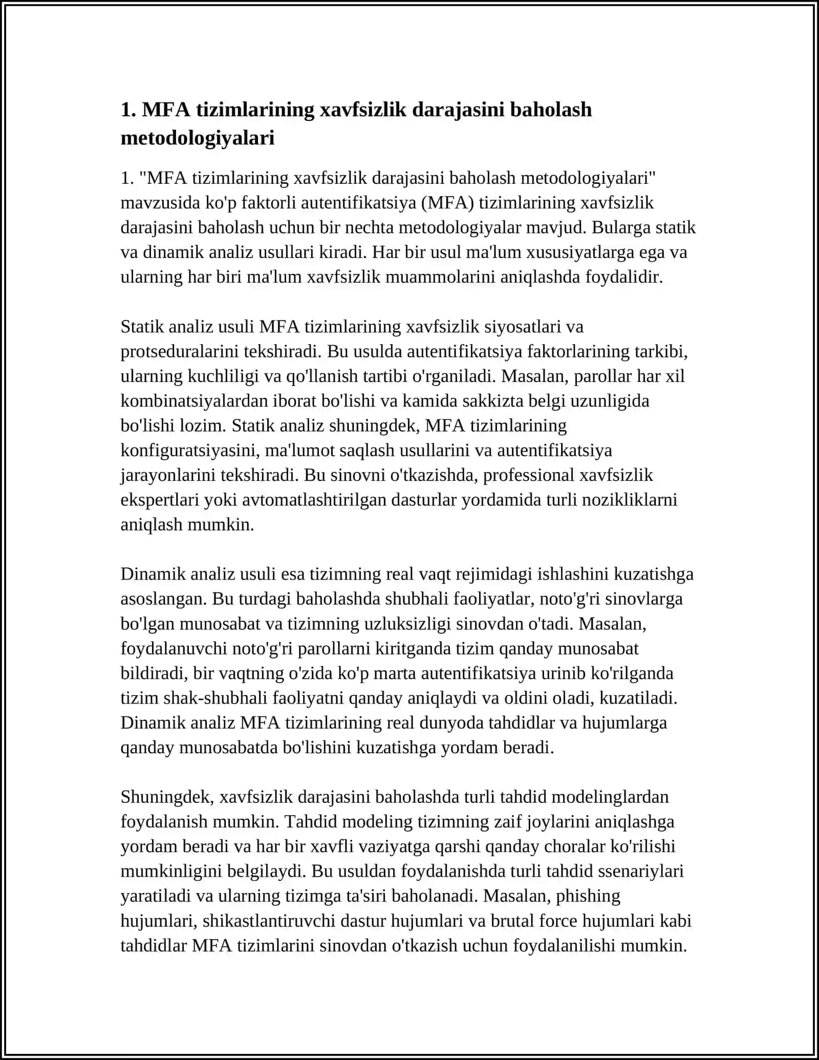 MFA tizimlarining xavfsizlik darajasini baholash metodologiyalari 3