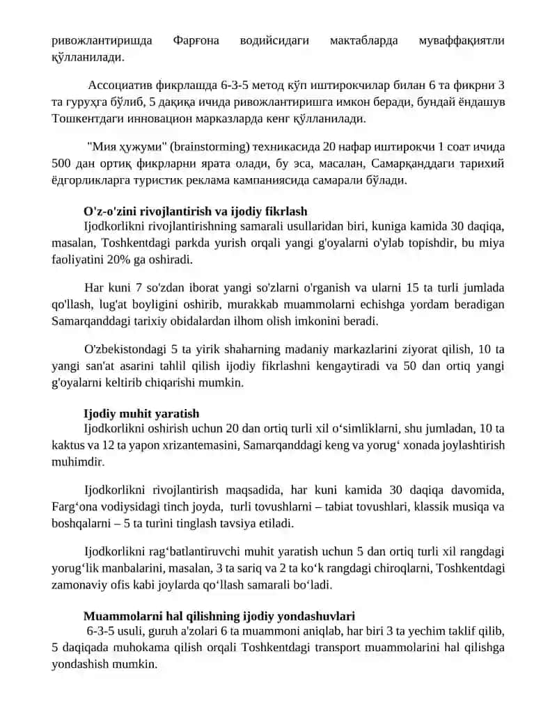 Ijodiy tafakkurni rivojlantirish usulari 3