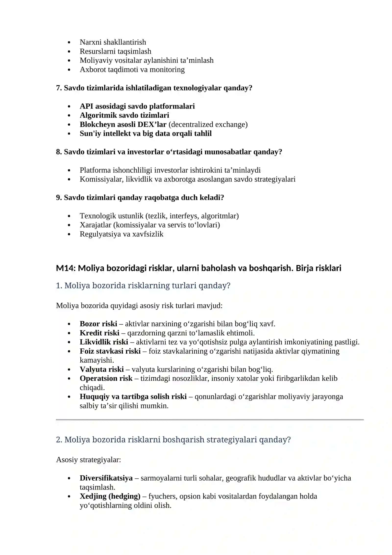 Moliya bozori institutlari, ularning faoliyati va turlari 3