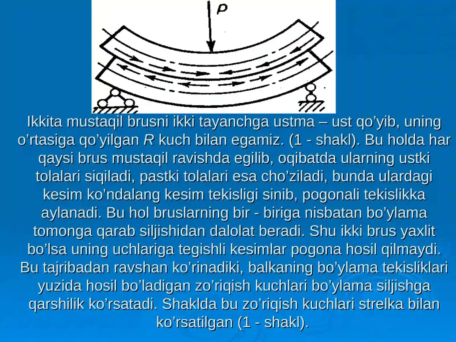 Ko’ndalang egilishda urinma kuchlanishlarni aniqlash 3