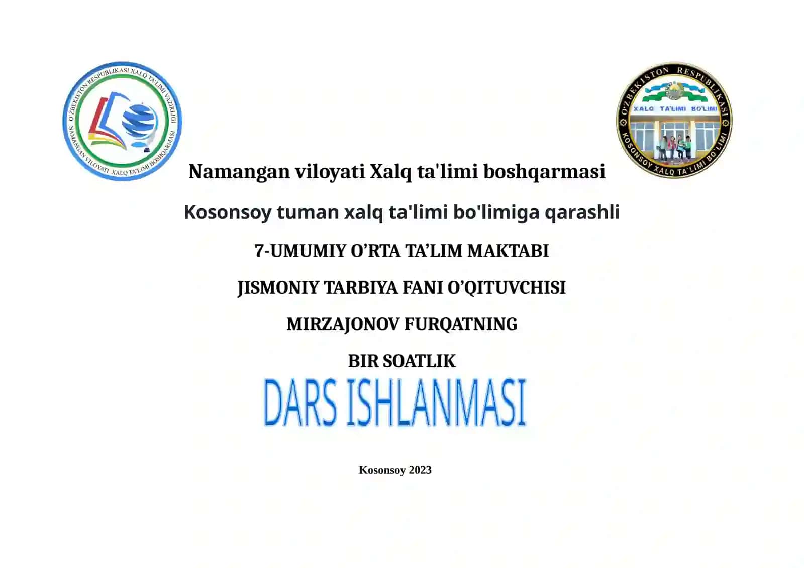 9-sinf Jismoniy tarbiya fanidan Past startdan chiqib 60 metrga yugurish ochiq dars ishlanma 3