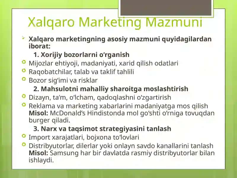 Xalqaro Marketing Strategiyasi 3