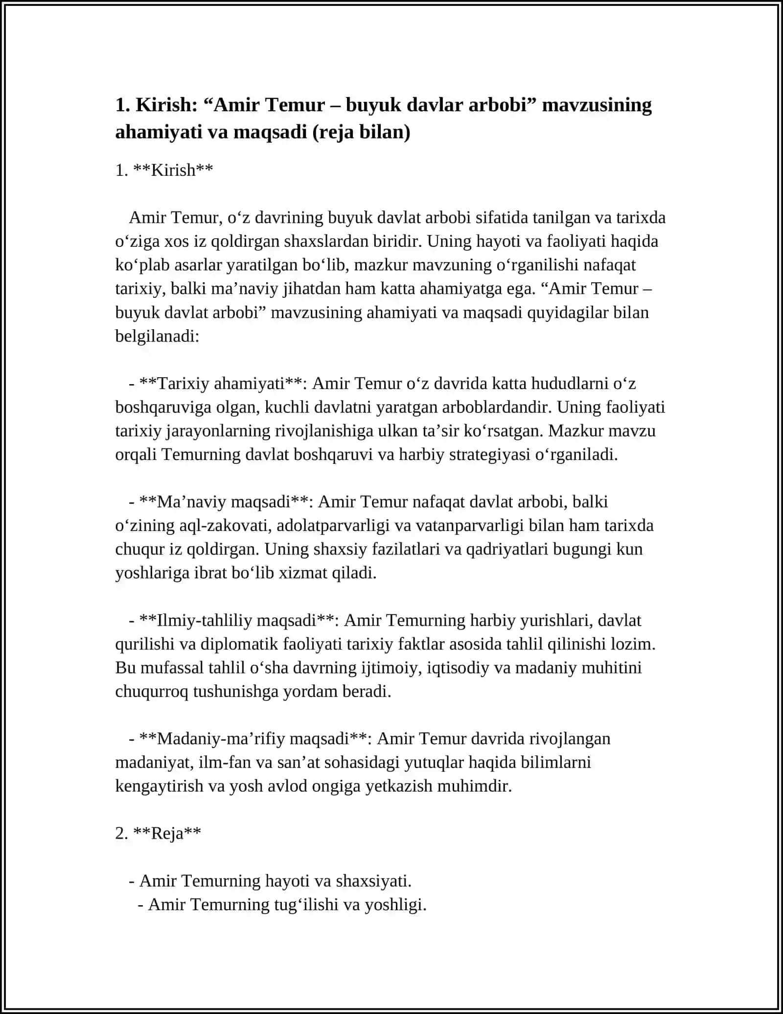 AMIR TEMUR BUYUK DAVLAR ARBOBI MAVZUSI 3