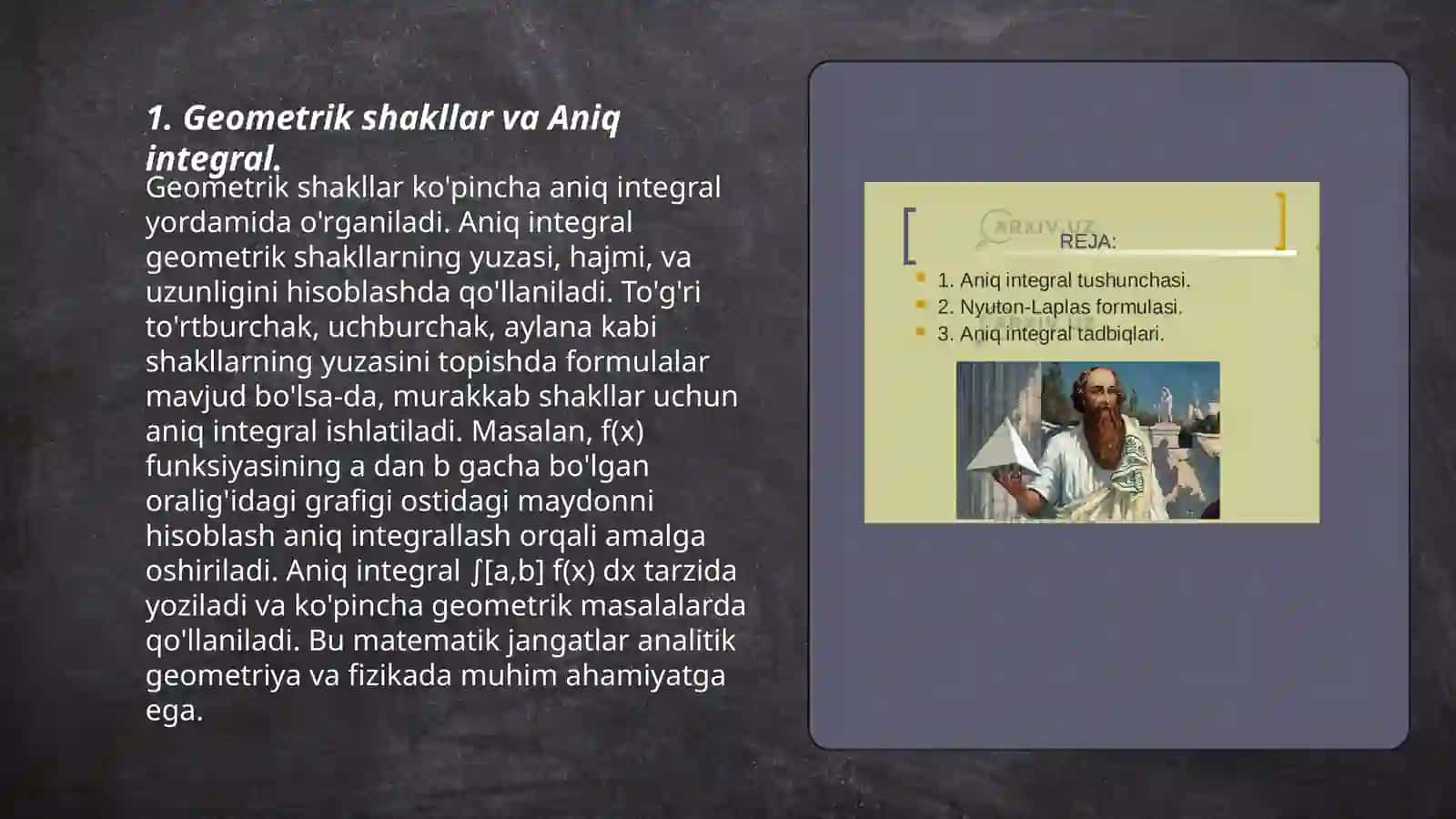 Aniq integralning geometrik tatbiqlari 3