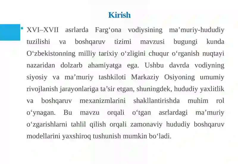 XVI–XVII asrda Farg‘ona vodiysining ma’muriy-hududiy tuzilishi va boshqaruv tizimi 3