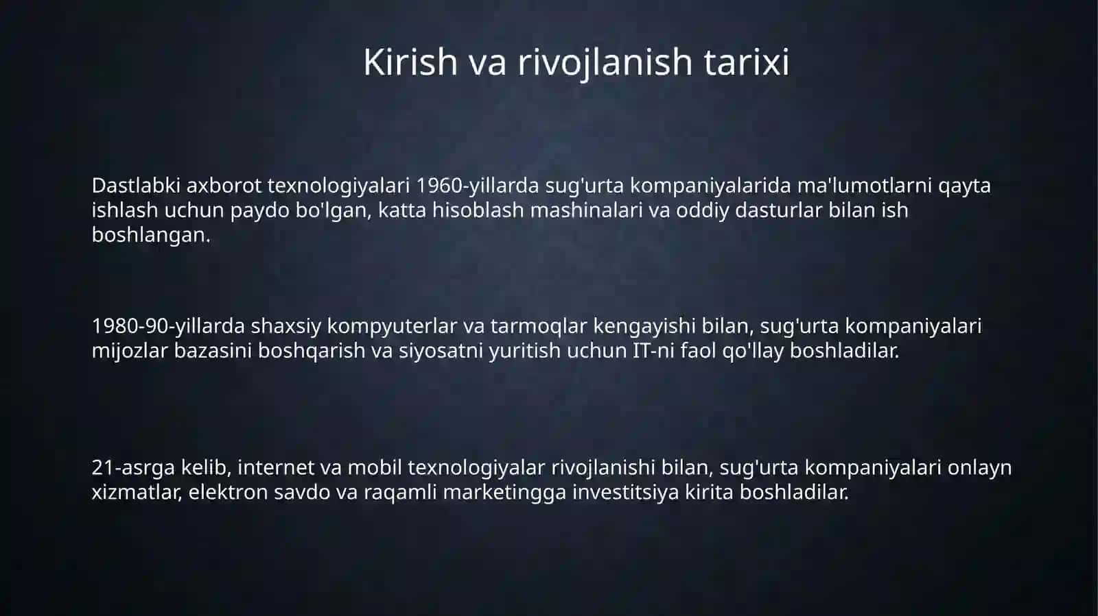 Xalqaro sug’urta konpaniyalarida axbarot texnologiyalarini boshqarish 3