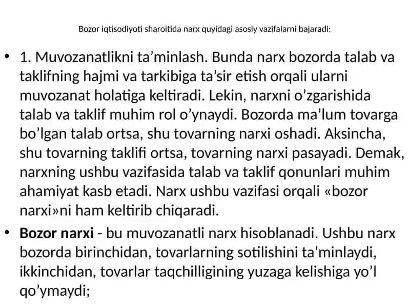 Narx va uning shakllanish mexanizmi 3
