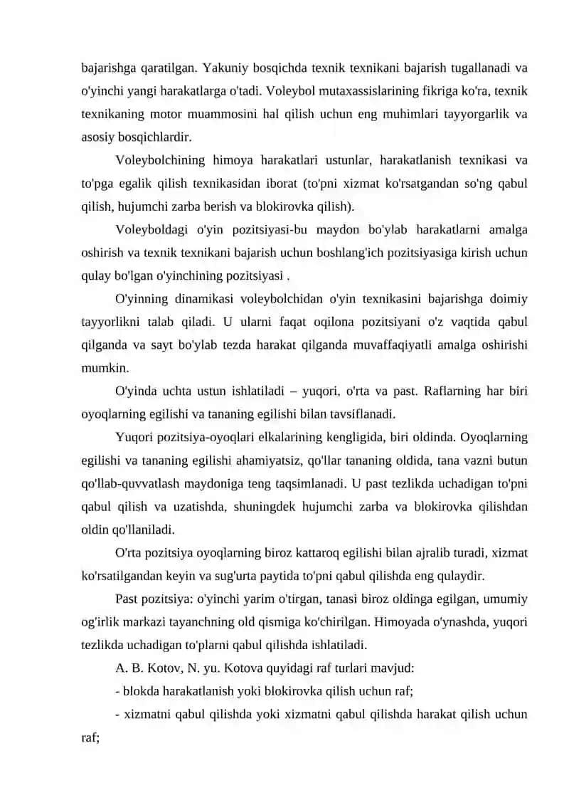 Valeybol o’yinda himoya texnikasi hamda taktikasini o’rgatishni takomillashtirish 3