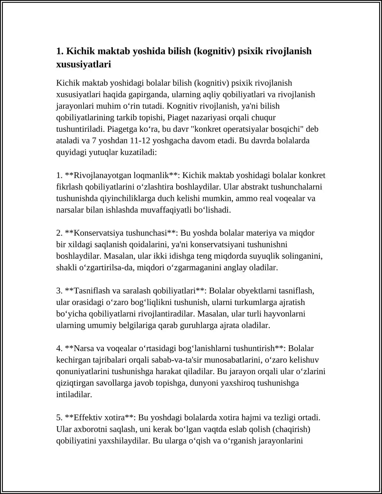 Kichik maktab yoshida bilish (kognitiv) psixik rivojlanish xususiyatlari 3