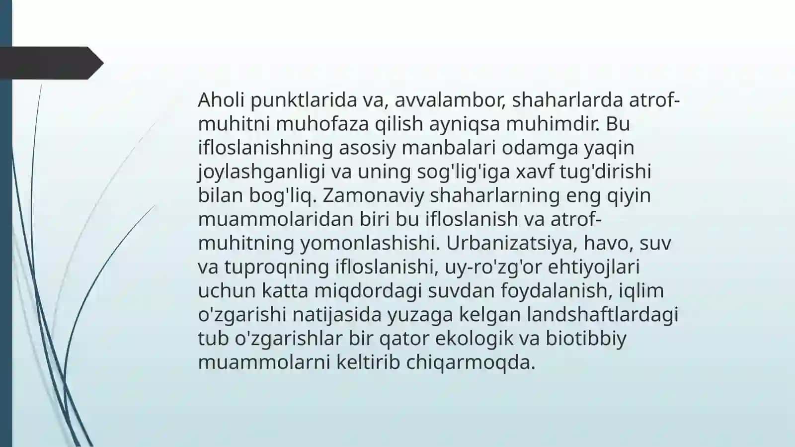 Shahar va urbanizatsiya ekologiyasi 3
