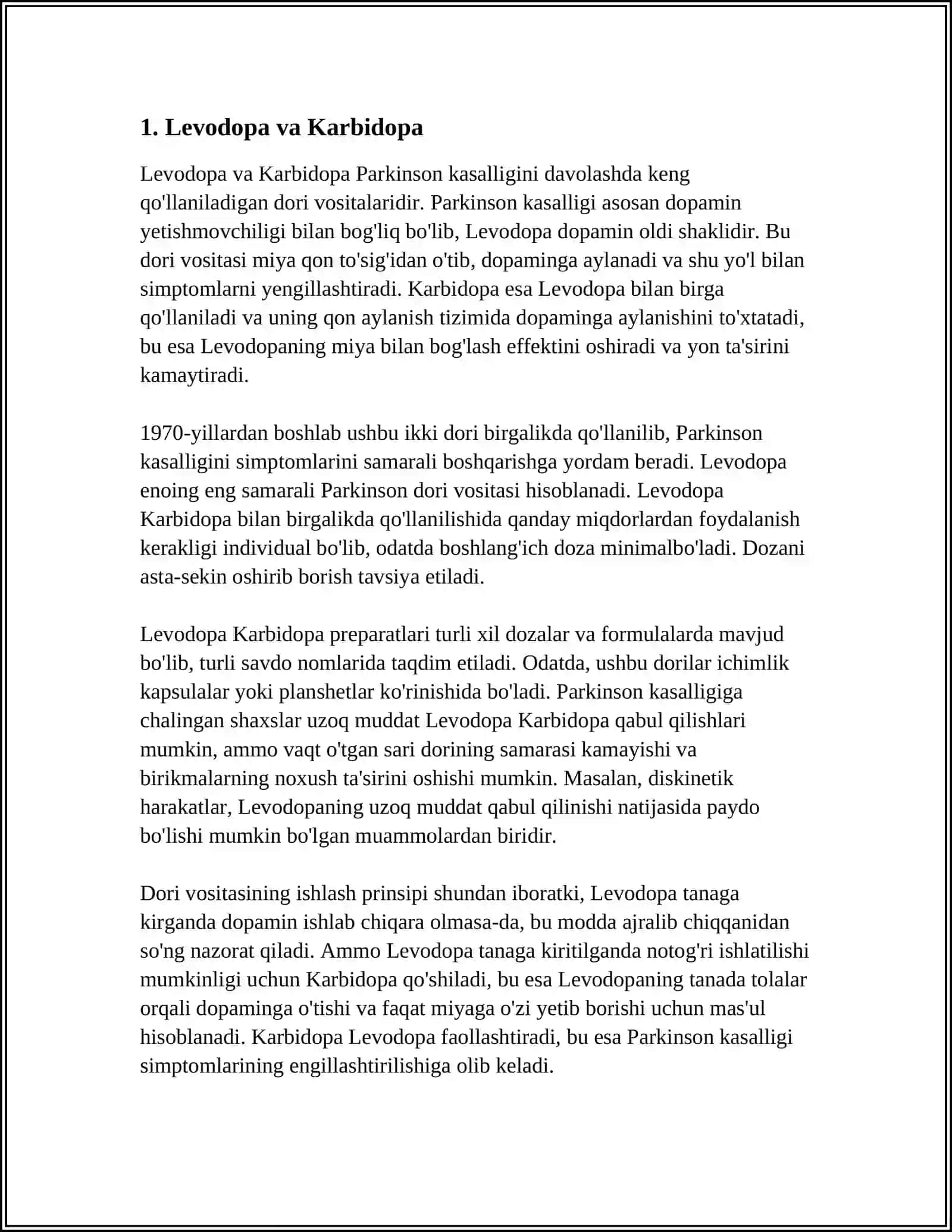PARKINSON KASALLIGINI DAVOLASHDA ISHLATILADIGAN DORI VOSITALARI 3