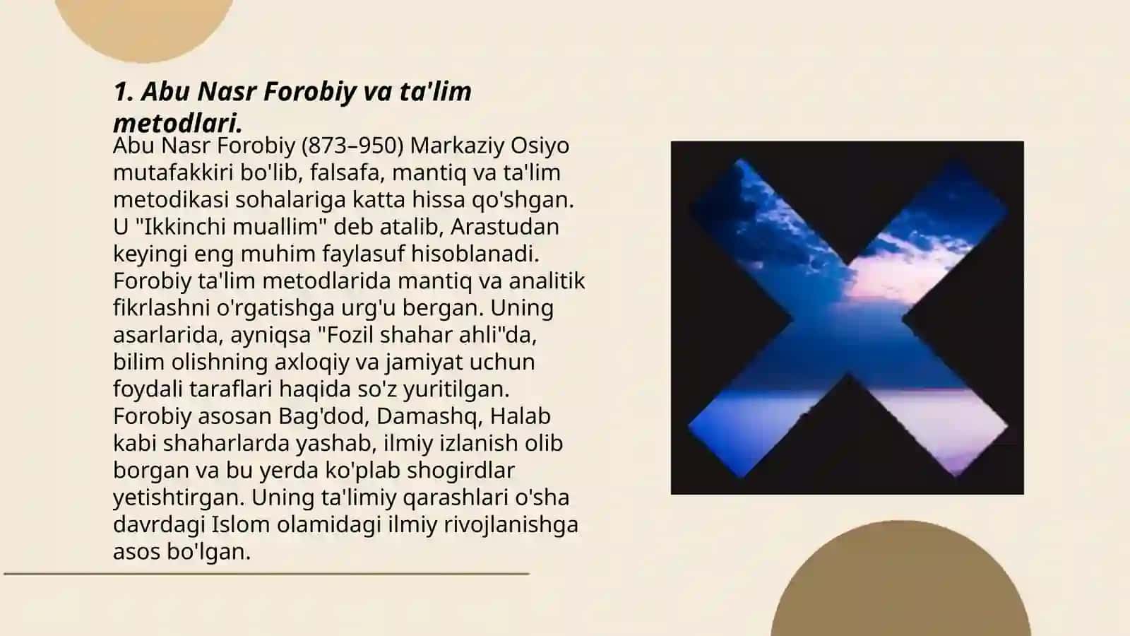 Abu Nasr Forobiy Abu Rayhon Beruniyning pedagogik fikrlar 3