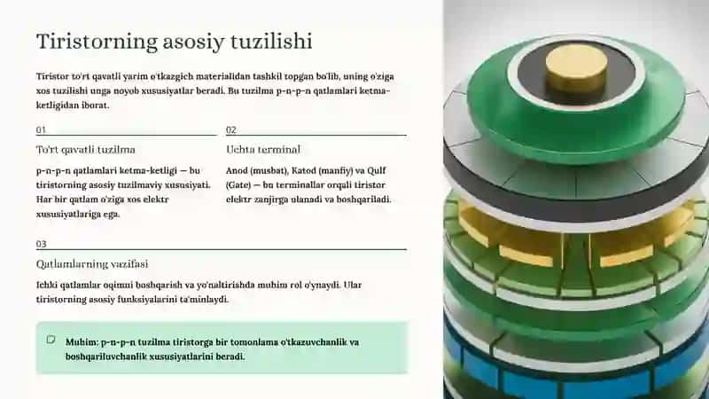 Tiristor tuzilishi va ishlash prinsipi 3
