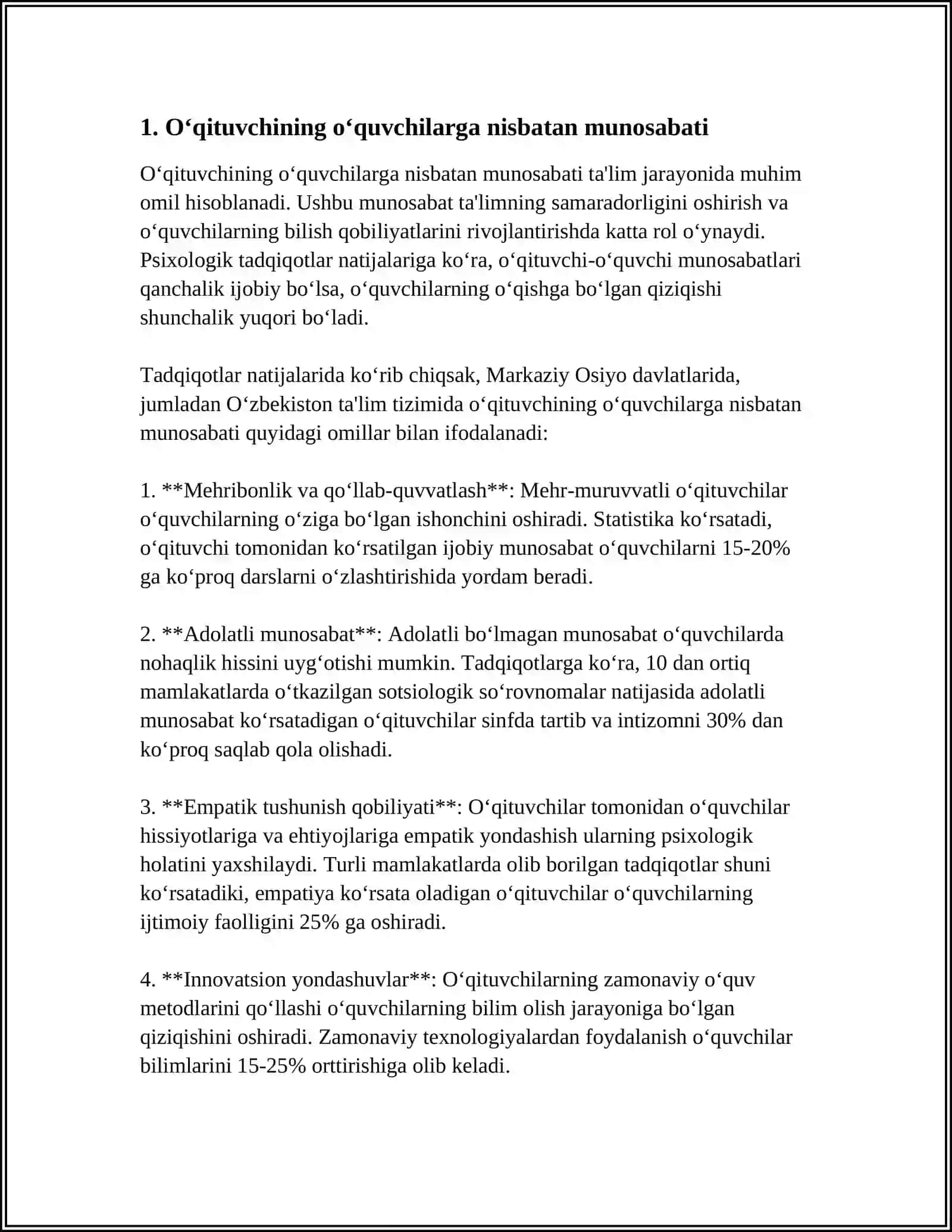 O‘QUVCHI VA O‘QITUVCHI MUNOSABATI 3