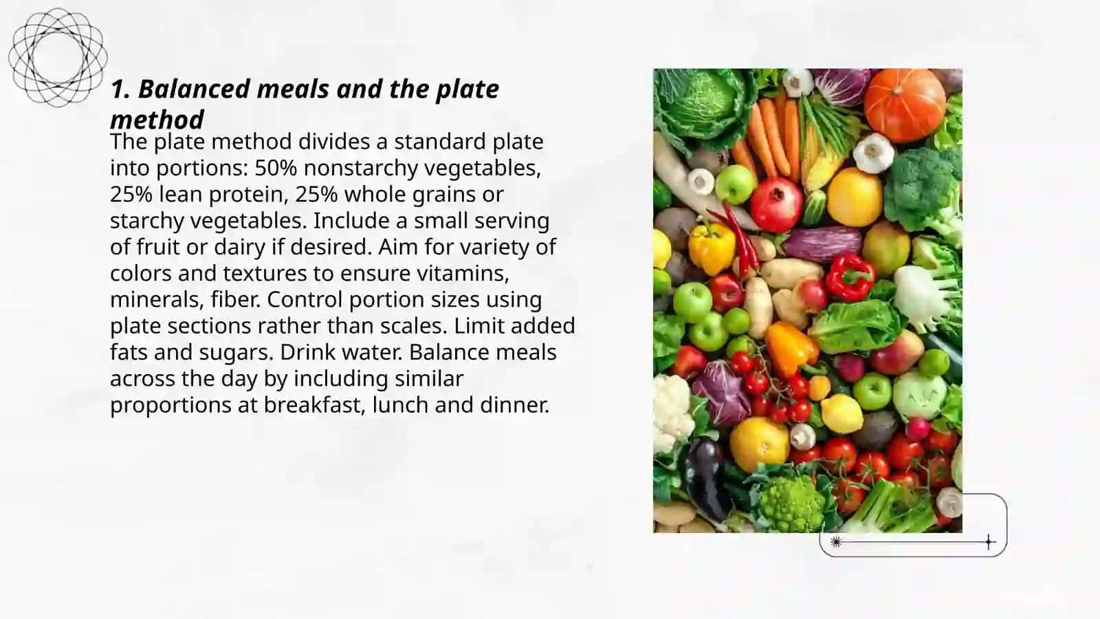 Balanced meals and the plate method 3