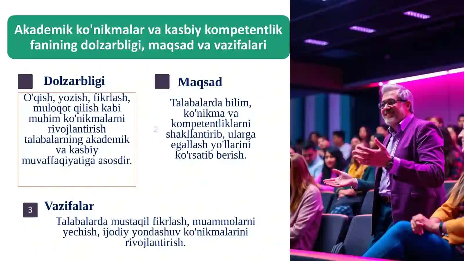 Akademik ko‘nikmalar va kasbiy kompetentlik faniga kirish 3