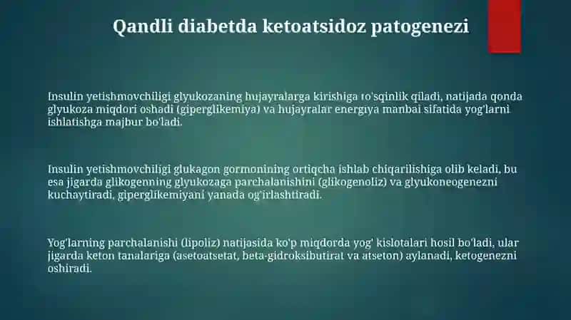 Qandli diabet va ochlikda ketanuriya va ketonemiya 3