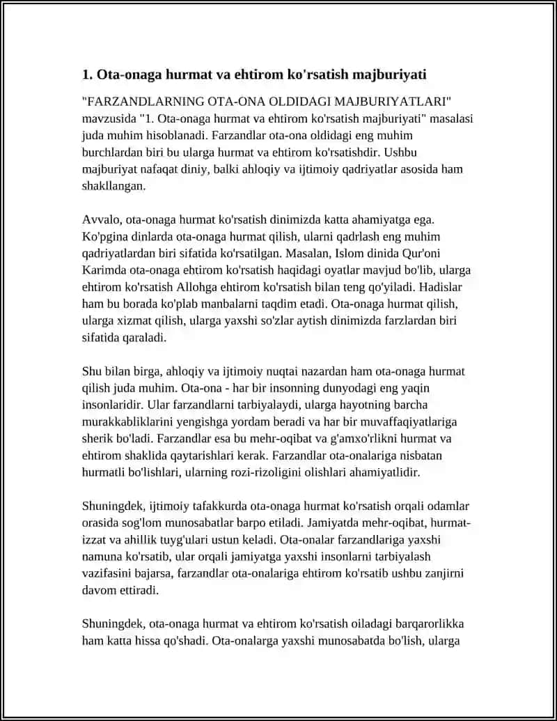 FARZANDLARNING OTA-ONA OLDIDAGI MAJBURIYATLARI 3
