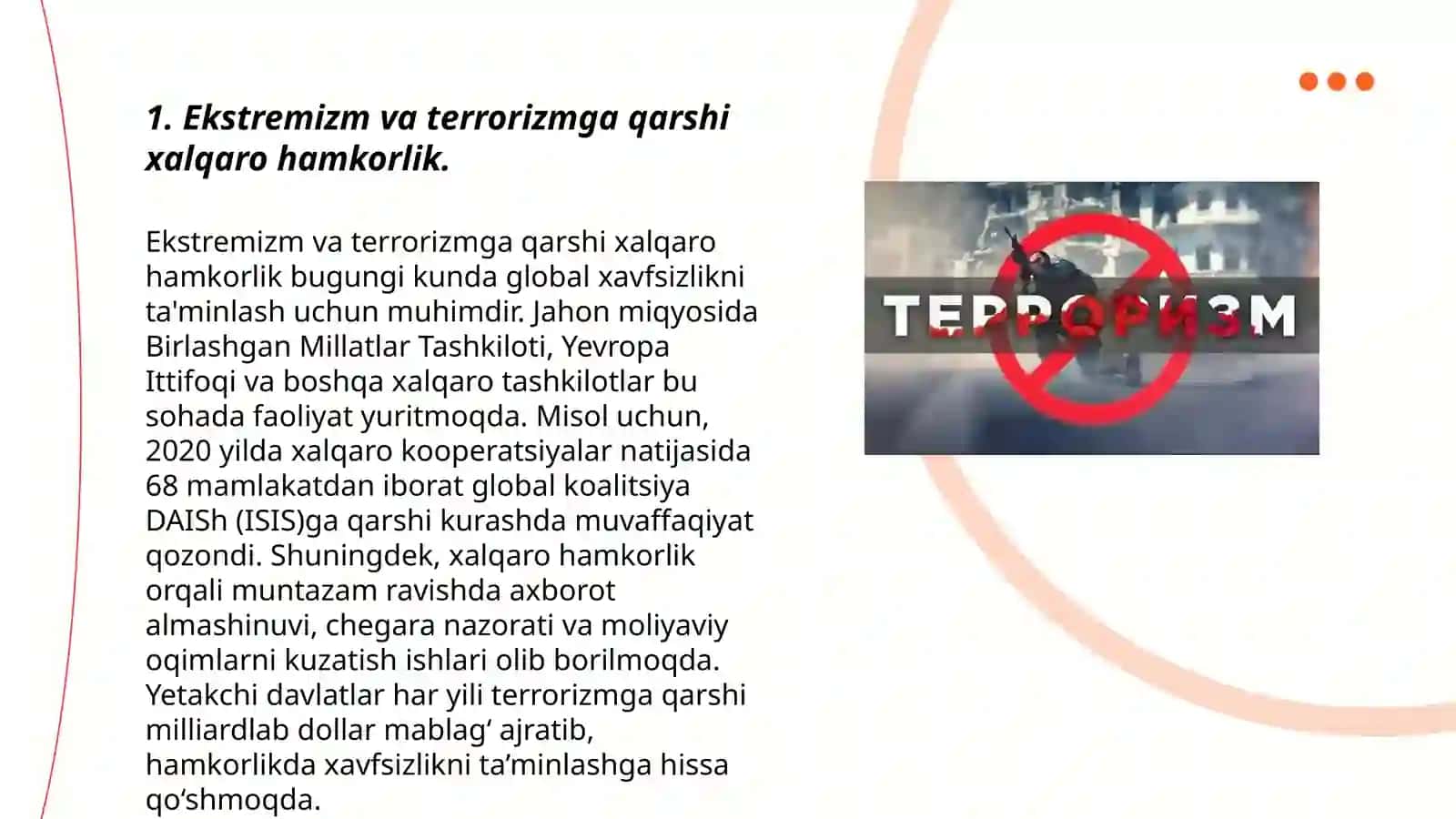 Ekstremizm va terrorizmga qarshi xalqaro hamkorlik 3