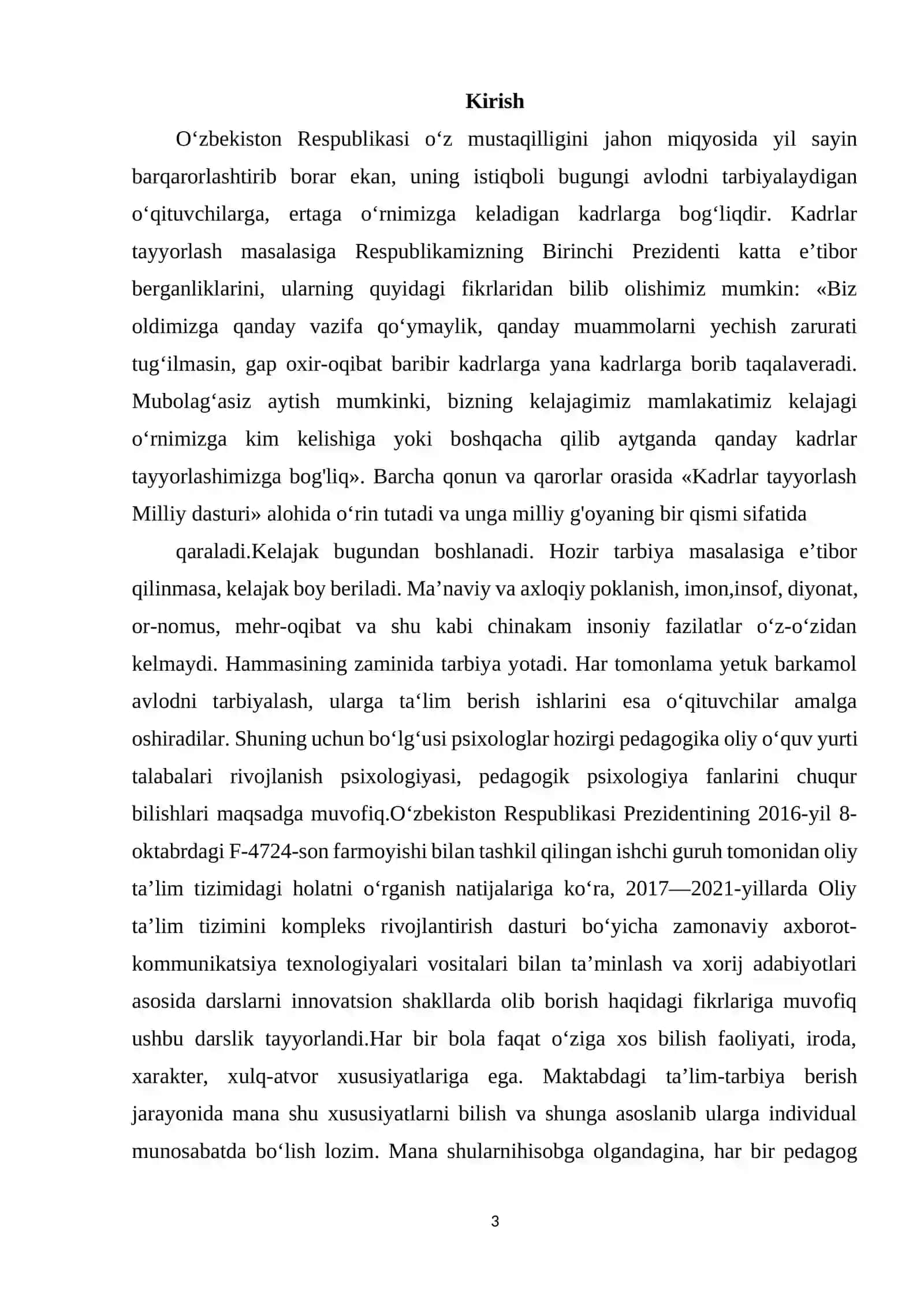 Rivojlanish psixologiyasi Kurs ishi 3