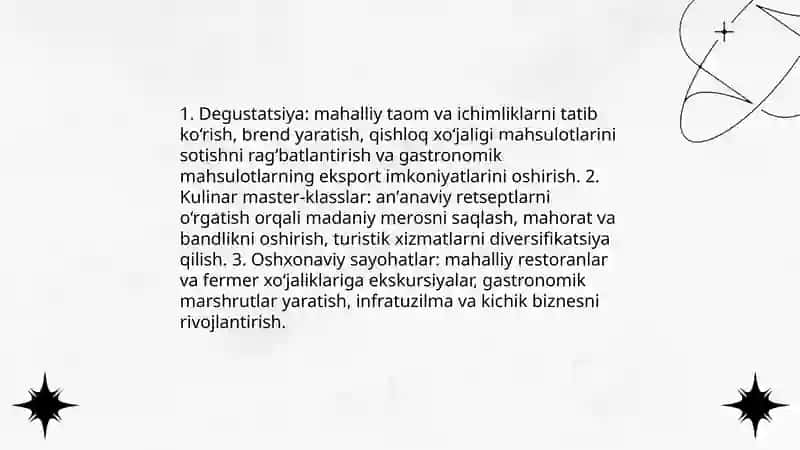 Gastranomiya turizimini rivojlantirish istiqbollari 3
