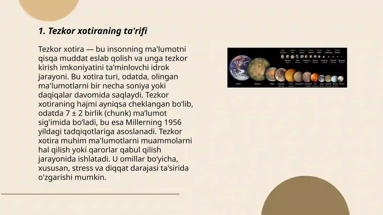 Tezkor xotira va uning turlari bilan tanishish 3