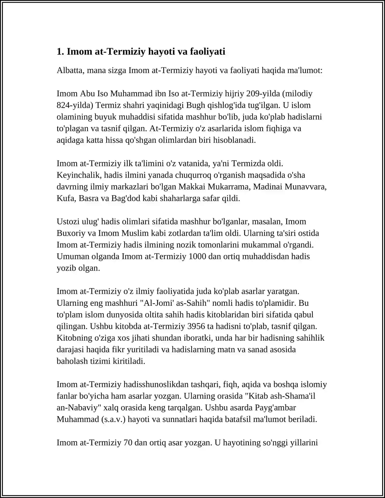 YOSHLARNI TARBIYALASHDA O'RTA OSIYO ALLOMALARI ILMIY MEROSINING O'RNI ( IMOM AT-TERMIZIY ILMIY FAOLIYATI) 3