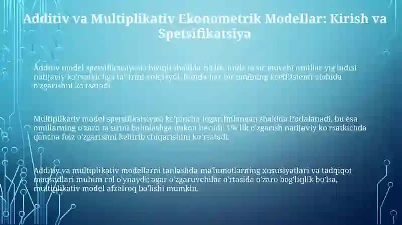 Additiv va Multiplikativ Ekonometrik Modellar 3
