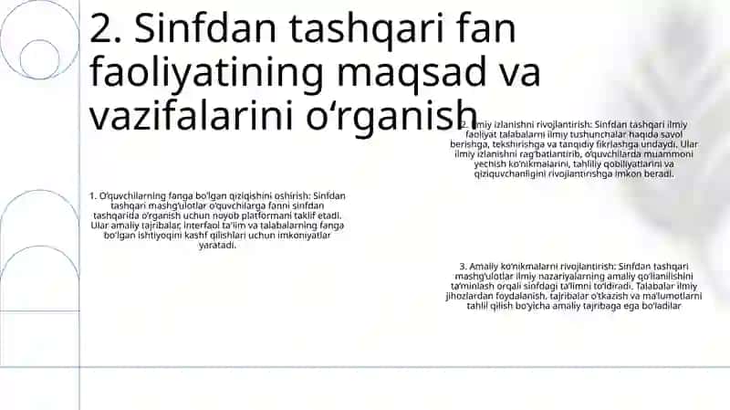 Tabiiy Fanlarda Sinfdan Tashqari Mashg'Ulotlarni Maqsadi, Vazifalari 3