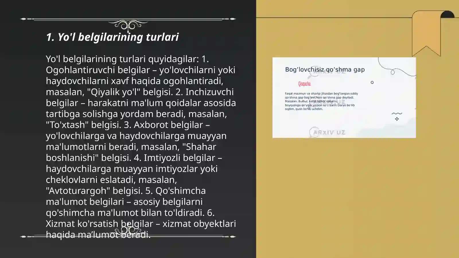 Yo'l belgilarining turlari 3
