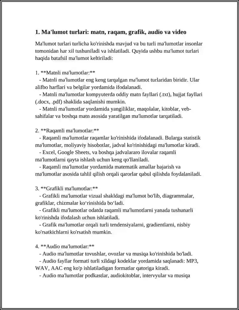INFORMACIYANIŃ TÚRLERI HÁM ÓZGESHELIKLERI 3