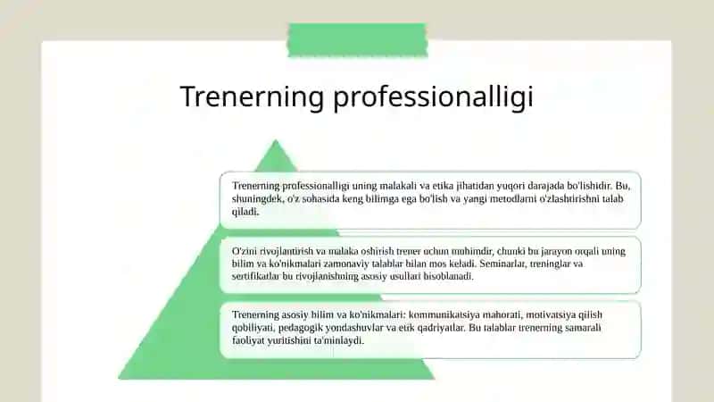 Pisixologik treiningda trenerga qo'yiladigan etik talablar. 3