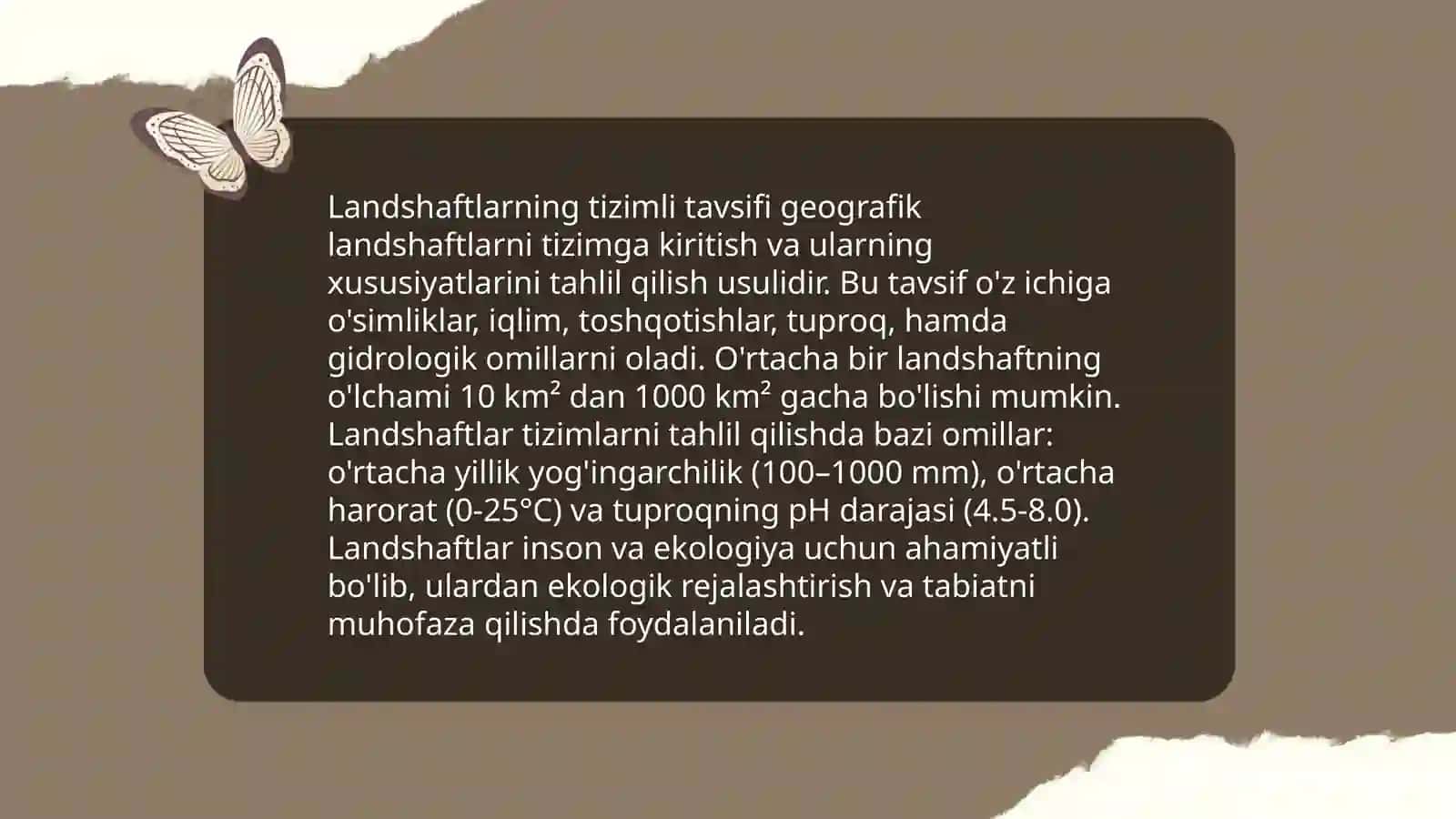Landshaftlarning tizim sifatidagi xususiyatlarni o'rganish 3