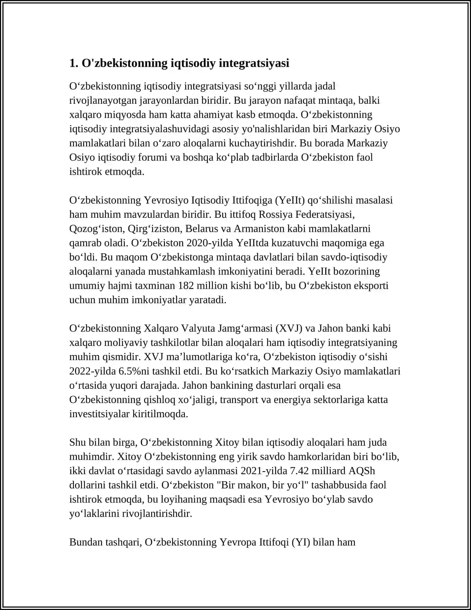O’ZBEKISTONNING JAHON HAMJAMIYATIGA INTEGRASIYALASHUVI 3