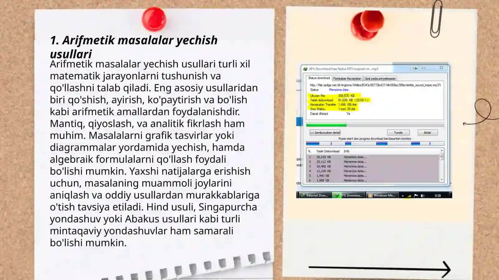 Arifmetik masalalar yechish usullari 3