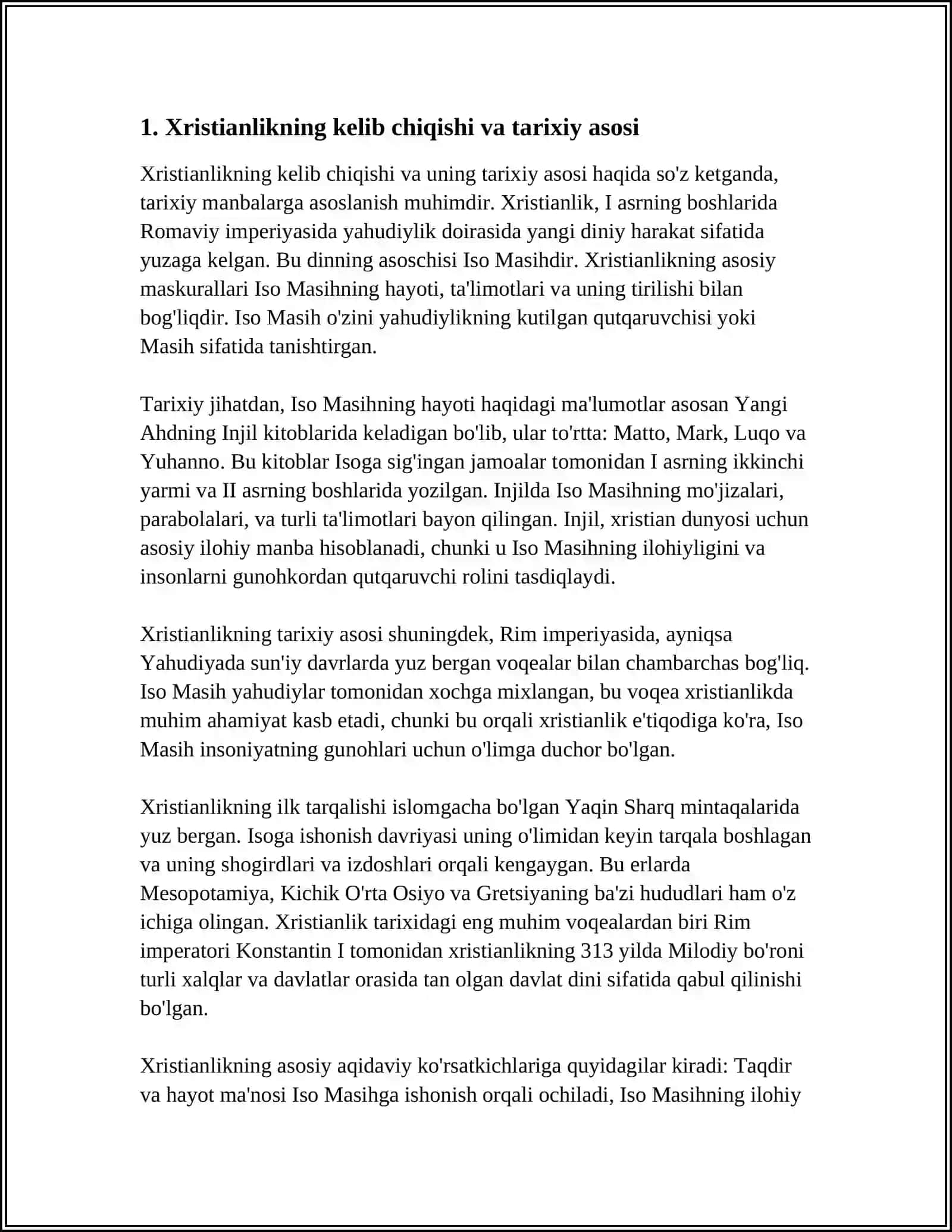 XRISTIANLIK DININING PAYDO BOʻLISHI AQIDALARI ASOSIY YOʻNALISHLAR TAʼLIMOTLARI VA MANBALARI 3