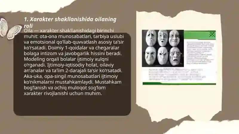 Xarakter shakllanishiga ta'sir etuvchi omillar 3