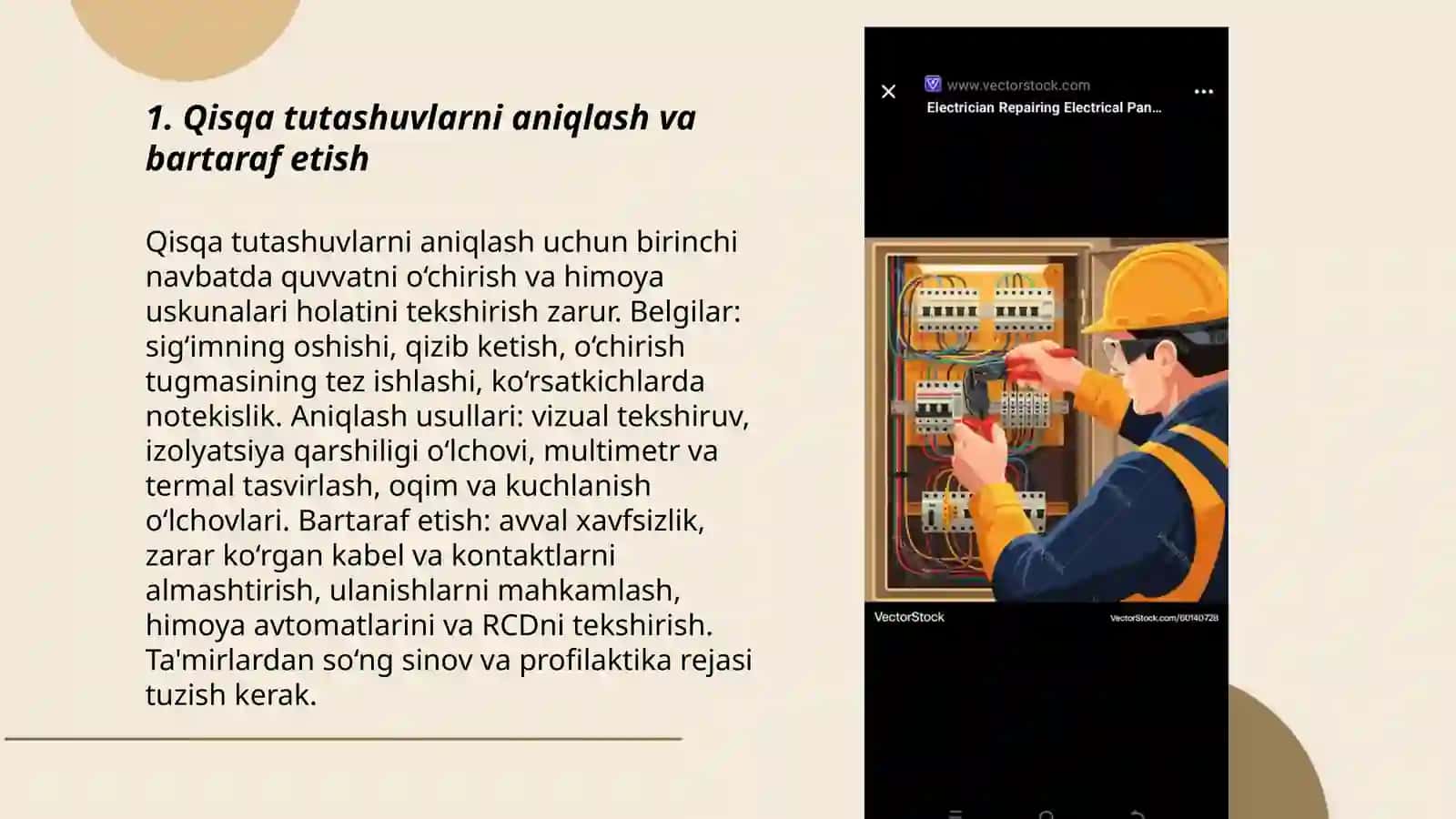 Elektr ta'minoti nosozliklarini bartaraf etish 3