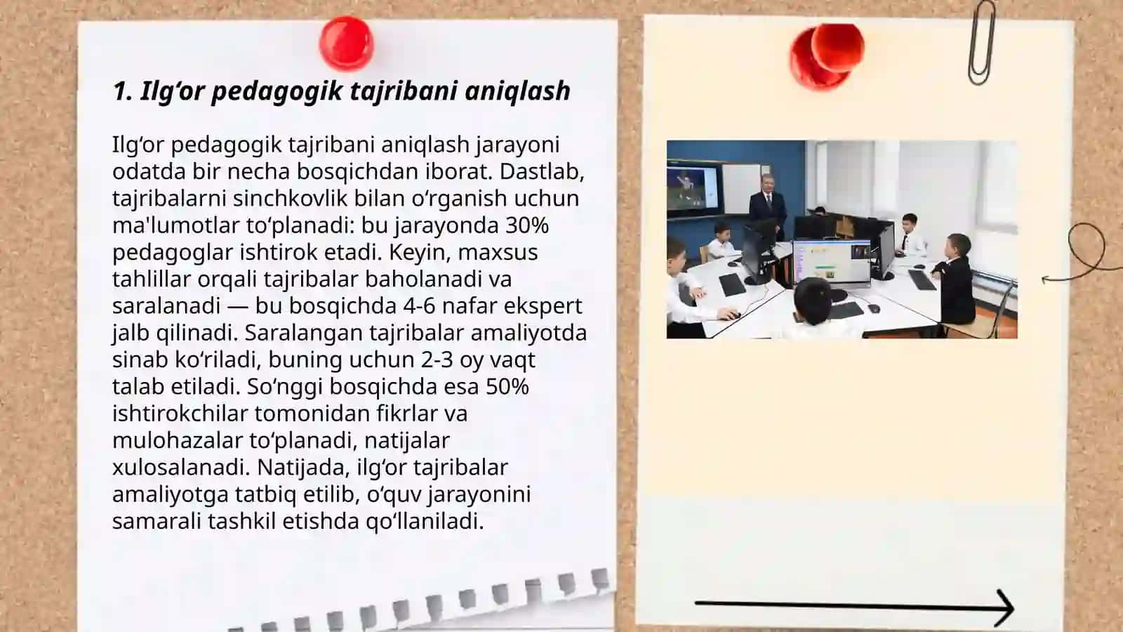 Ilģor pedagogik tajribani òrganish va umumlashtirish bosqichlari 3
