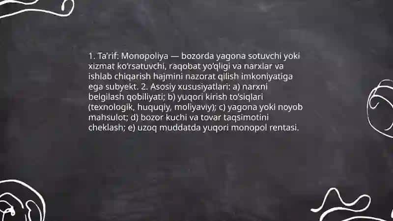 Monopoliyalar, ularning amal qilish va tartibga solish xususiyatlari 3