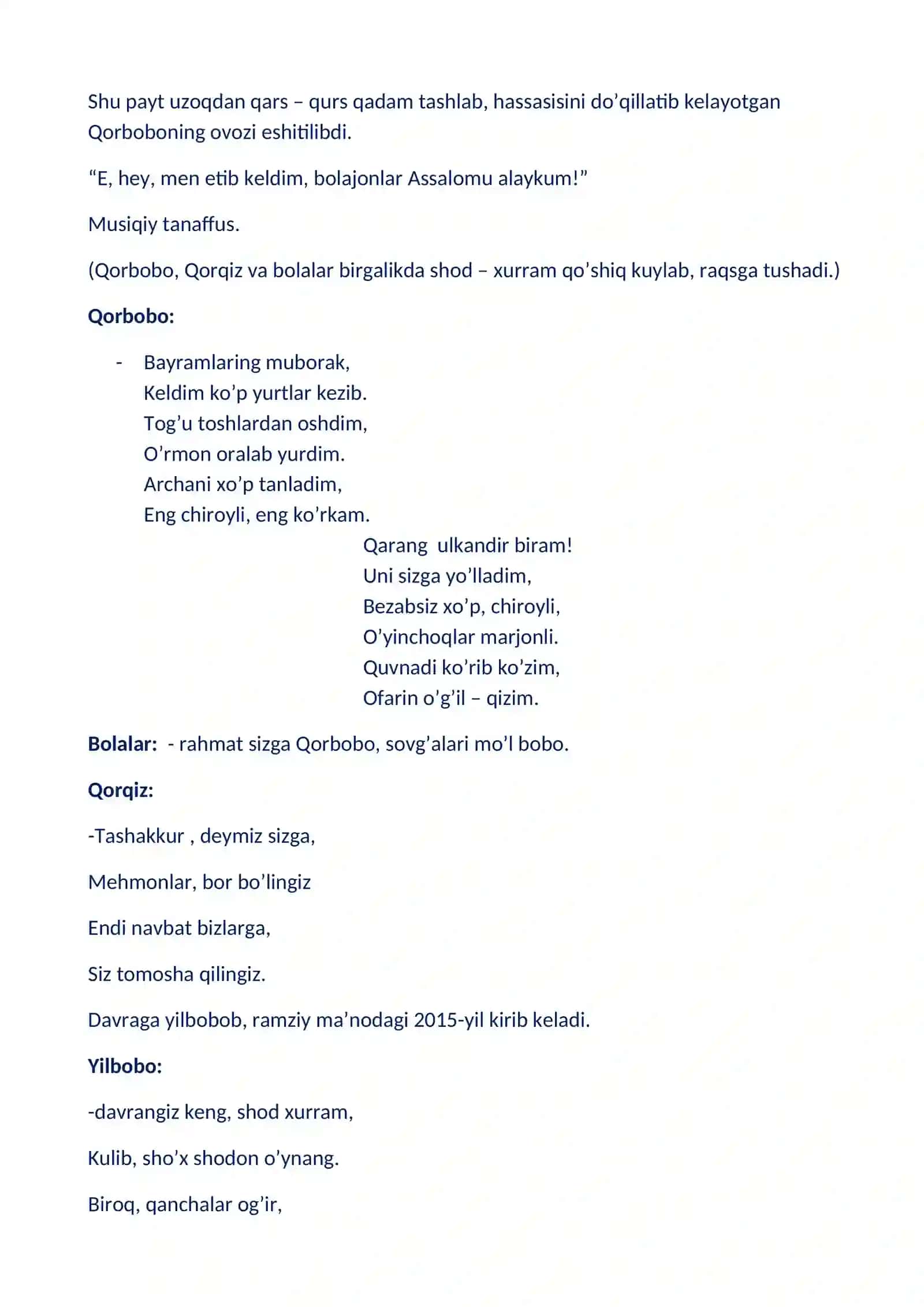 “Yangi yil bayrami” senariysi 3