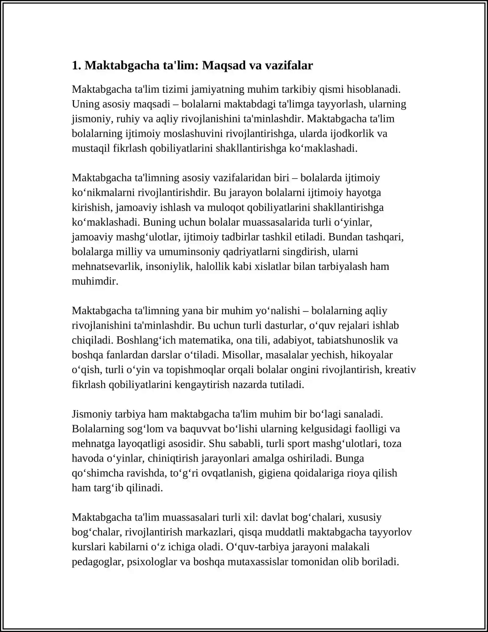 MAKTABGACHA TA'LIMDA MENEJMENT PREDMETI, MAQSADI VA VAZIFALARI 3